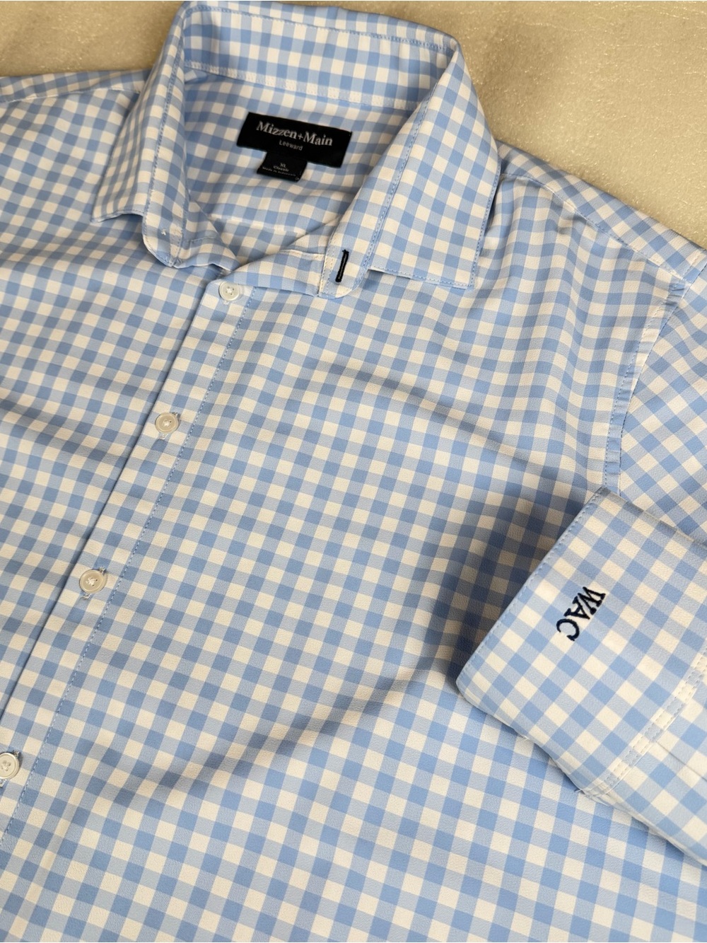 Mizzen + Main Leeward LS Shirt Mens XL Classic Fit Check Performance Office Note